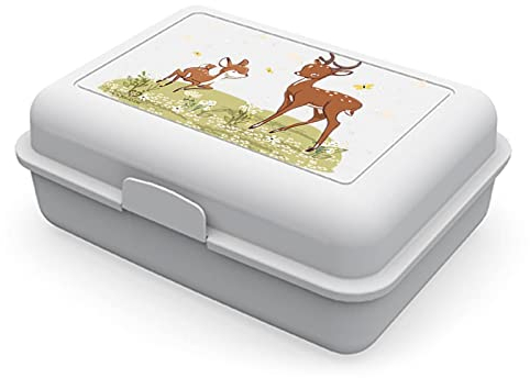 CHAMEEN Lunch Box Organic Plastic Fawn with Fruit Insert Girls Boys Lunch Box Bento Box Nursery School Lunch Box Lunch Box