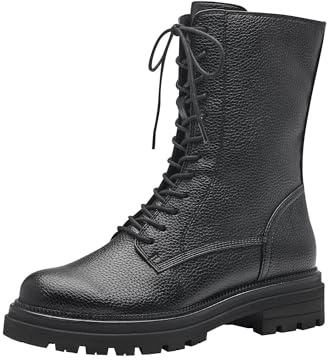 MARCO TOZZI Stivali Stringati Donna senza Tacco in Pelle Sintetica Bassi, Black, 38 EU