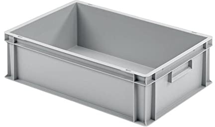 PROREGAL Eurobehälter mit geschlossenem Griff | HxBxT 17,5x40x60cm | 30 Liter | Grau | Eurobox, Transportbox, Transportbehälter, Stapelbehälter