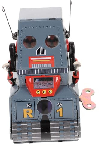 WOONEKY Robot Clásico De Cuerda Juguete De Hojalata Robot De Juguete Antiguo Niño Navidad Estatua