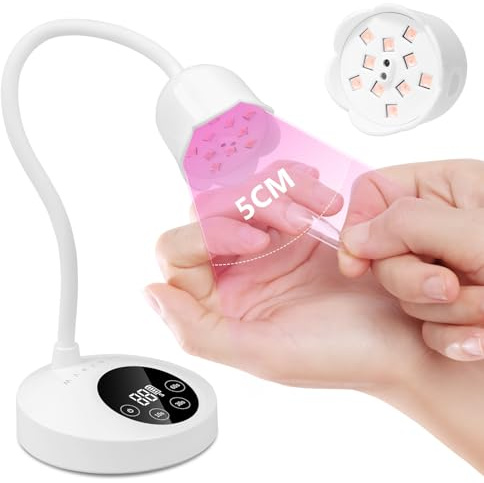 Makartt Lampe à Ongles UV LED Rechargeable Sans Fil 10 W - Séchoir Avec Capteur Automatique, 4 Minuteries - Lampe à Séchage Rapide