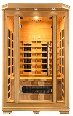 Vidalux Solara 2 Person Full Spectrum Infrared Sauna with Complete Heat - Digital Control Panel, Bluetooth, FM Radio and USB - Non-Allergenic, ISO9001 and CE Certified Also 5-Years Warranty