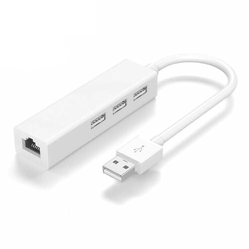 JJ-Shop24 Adaptateur USB A vers 3 x USB A et RJ45 Ethernet LAN Adaptateur Hub Câble Mac USB-A Réseau