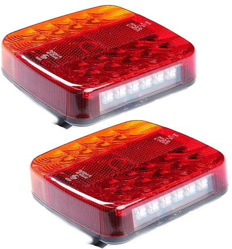 ETUKER 2x Feux Arrière de Remorque Led 12V 5Fonctions Etanche ECE R10 EMC Feu Arrière LED pour Remorque Camion Tracteur