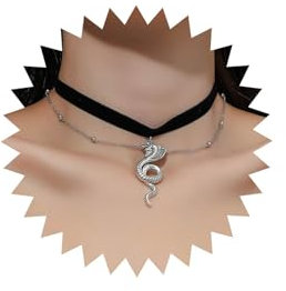 Atentuyi Geschichtet Kobra Schlange Choker Schwarzem Samt Choker Silber Schlange Anhänger Halskette Satellit Perlen Kette Schlange Choker Goth Makaber Gothic Choker Schmuck Für Frauen Mädchen