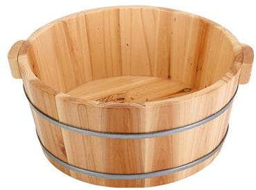 MagiDeal Bassin de bain de pieds en bois, baignoire épaisse, baril, bain de pieds, Surface apaisante, fait à la main, réutilisable, 16x36cm UN