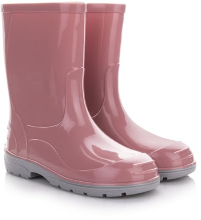 Lemigo Bottes de Pluie pour Enfants Filles et Garçons Chaussures de Pluie OLI 20-35 EU (Rose poudré, Système Taille Chaussures EU, Enfant de 2 à 5 ans, Numérique, Moyen, 34)