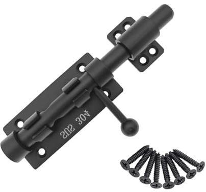 Schiebebolzen-Torverriegelung Verdickter 304 Edelstahl Barrel Bolt Lock Schweres Scheunentorschloss Schwarzes Sicherheitstorschloss mit Vorhängeschloss-Loch für Holzzaun im Freien Hof Schuppen Keller