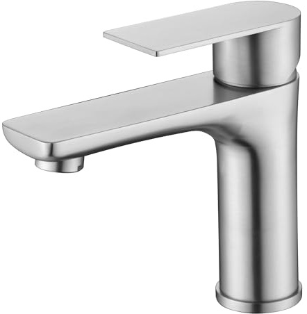 SUMERAIN Brushed Nickel Bathroom Sink Faucet Washbasin Faucet 304 Stainless Steel Single Hole Single Lever Handle