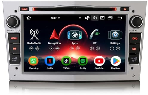 Erisin 8-Kern 4GB+64GB 7 Zoll Android 14 Autoradio mit CD Player für Opel Astra H Corsa D Corsa C Vectra Meriva Zafira Combo Signum GPS Navi CarPlay Android Auto DSP WiFi 4G DAB+ USB FM RDS Canbus SWC