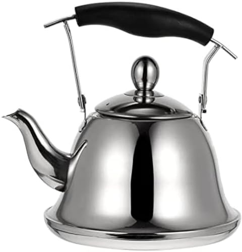 Hervidor de té silbante de acero inoxidable con infusor de fondo plano, tetera silbante de acero inoxidable, tetera silbante, tetera de 1 litro