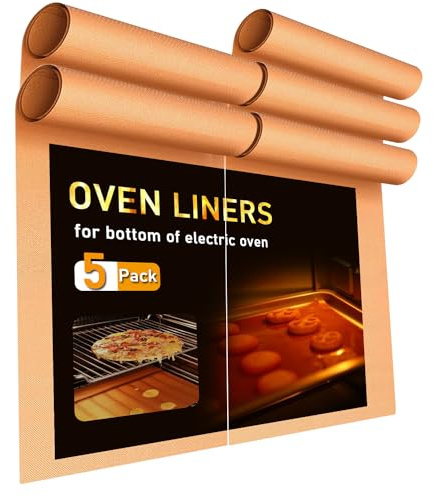 Oven Liners for Bottom of Oven 5 Pack, YTFGGY 16x 20 Non Stick Teflon Electric Oven Liners Mat, for Bottom of Electric Oven Gas Oven Microwave Charcoal or Gas Grills