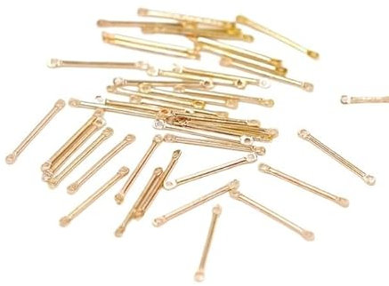 JUMELA Metall-Kurzstange, Doppelloch, Durchmesser 1mm, kreisförmige Pleuelstange, Farbe K, Gold, Länge 16/20/40/50mm, DIY-Zubehör for handgefertigten Schmuck, 500Stück(45MM)