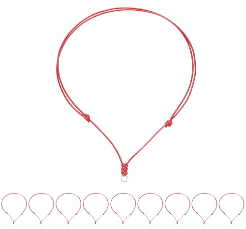 QUARKZMAN 10 Pezzi Regolabile Collana Cordini 1,5mm Spessore 18-30 Rosso | Artigianale Artigianato Corde, con Metallo Anello, per Appendere Ciondoli, Fai Da Te