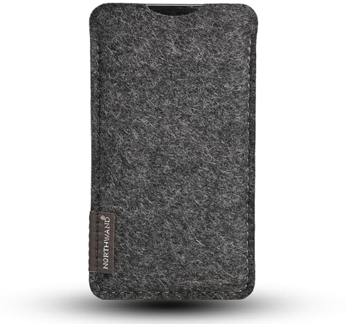 NorthWand Hülle für iPhone 17, 17 Pro, Air. iPhone 16, 16 Pro, 16e. Tasche, Case, Handyhülle aus 100% natürlichem Merino Filz – Made in Germany. Farbe Anthrazit, Dunkel- Grau