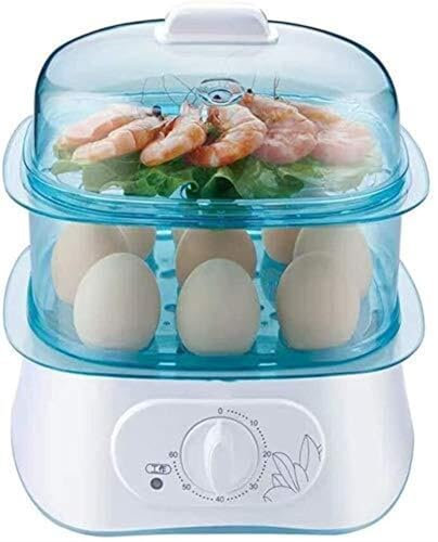 ZIJINGY Hervidor de Huevos Multifuncional de Doble Capa, vaporizador eléctrico rápido for Huevos Duros, Huevos escalfados