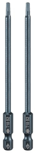 sourcing map 2 punte per cacciavite Torx T10 da 1/4 di pollice con gambo esagonale da 4 pollici in acciaio S2 magnetico a 6 punti, punte per cacciavite a stella di grado industriale a prova di