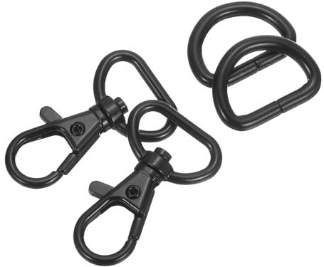 sourcing map Karabinerhaken mit Drehgelenk, Zinklegierung, klassische Karabinerverschlüsse mit D-Ringen für Schlüsselband, Basteln, 1,9 cm, Schwarz