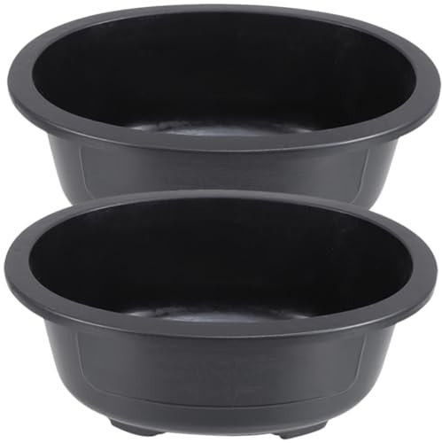 BEBEMOKO Fioriera Da Giardinaggio Ovali Grande 2 Pezzi Foro Drenaggio Vaso Da Fiori in Plastica Leggera Per Piante Succulente e Bonsai, Contenitore Pratico Per Uso Domestico e Giardino