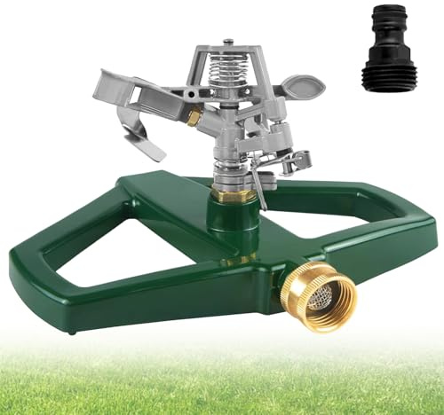 Arroseur de Pelouse avec Socle Métallique - Arrosage Jardin - Rotation 360° - Arroseur pour Grandes Surfaces - Arroseur à Impulsion - Système d'Arrosage pour Jardin - pour l'Arrosage des Pelouses
