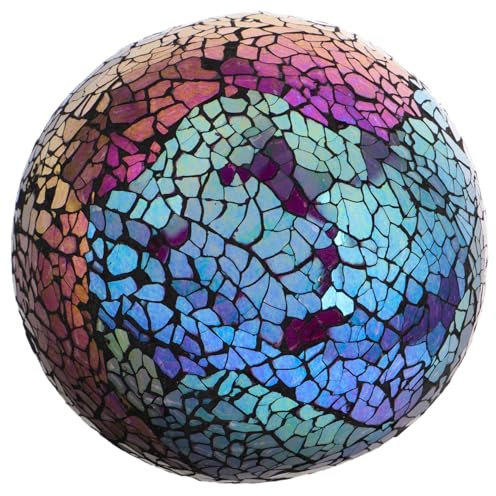 HANABASS 4-inch Mosaic Glass Ball Decorative Orbs Purple Crystal Sphere for Garden and Centerpiece, Reflective Decorative Glass Balls for Home and Outdoor Display