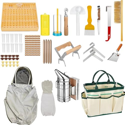 TOOSOAR Accessori per l'apicoltura, Set Iniziale di 17 pezzi Professionale Apicoltura Strumento Kit, Strumenti e Accessori per Principianti ed Esperti