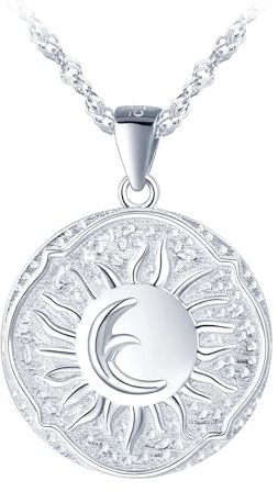 Yumilok 925 Sterling silber Damen Halskette Kreis Anhänger Sonne Mond Münze Silber Kette Choker Set für Frauen Damen Mädchen