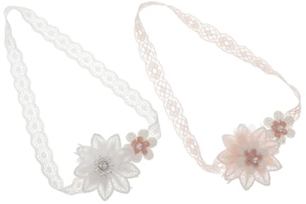KOCKSHION 2pezzi Fascia Capelli Fiori per Neonata Copricapo in Pizzo per Bimba Fascia Elastica per Capelli per Bambina Piccola Accessori per Fiori
