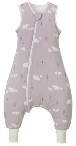 Nivolltha Super Soft Winter Baby Schlafsack mit Füßen 2.5 TOG, 100% Baumwolle Warmer Schlafsack mit Beinen für Kleinkinder, Bären, Größe M