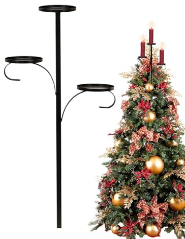 Portavelas de árbol – Soporte triple para velas de té, bandeja decorativa de Navidad | Elegante centro de mesa de decoración de iluminación, sala de estar, dormitorio, mesa de comedor, fiesta de