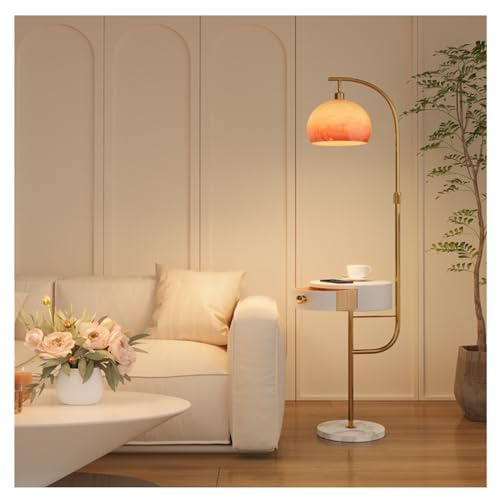 Shihan-2015 Élégant Lampadaire avec table, lampe de table d'appoint avec station de charge sans fil et ports USB, lampes de table à température 3 couleurs for salon, chambre à coucher Chambre(Gold)
