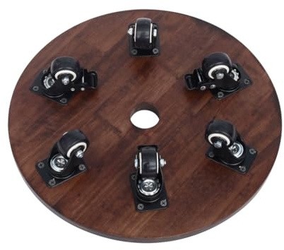 Carrello per piante in legno con ruote, supporto per vasi da interni e supporto mobile, vassoio per fioriera in noce da 50 cm, tavolozza da giardino per vasi da fiori, elegante espositore per piante.