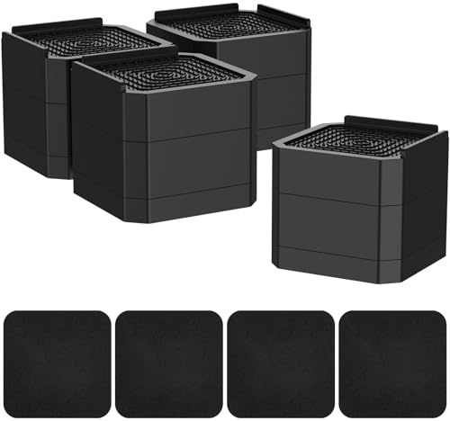 4Stück Verstellbare Möbelerhöhung 7,3CM Tischbeinverlängerung Möbelfüsse Höhenversteller Betterhöhung Tisch Erhöhungsblöcke Quadratische Betterhöhungen für Couch Schreibtisch Sofa Tisch Bücherregal