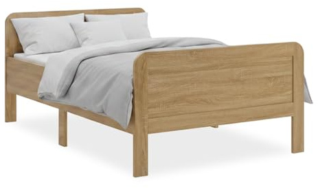 Homestyle4u Seniorenbett 120x200 Komfortbett mit Lattenrost | Bett Komforthöhe Natur Holz erhöhter Einstieg extra hoch Holzbett für Senioren