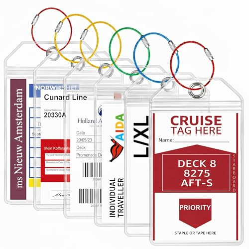 KORVORIA 6 Etiquetas de Equipaje Cruceros, 19×11cm Etiquetas para Maletas