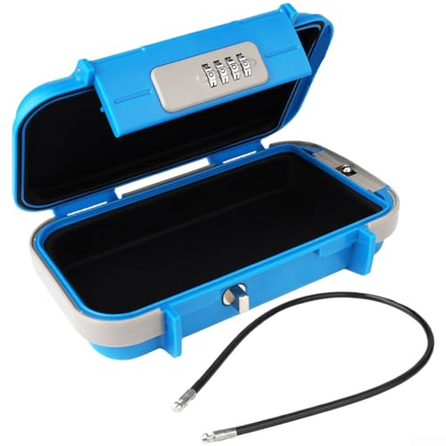 Rackumic Tragbare Reise-Safe Box, wasserdicht, Anti-Diebstahl, ABS, Sicherheits-Aufbewahrungsbox, 27 x 16 x 7 cm, mit vierstelliger Zahlenkombination für Schloss, für Strand, Hotel, Kreuzfahrt, Urlaub