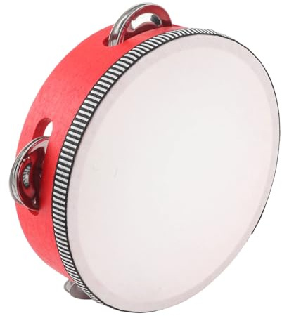 Huairdum Hölzernes Tamburin mit Schellen, Hand-Percussion-Musikinstrument, Leichtes, Kompaktes Tanz-Tamburin mit Schellen, Ideal für Kinder, Erwachsene, Tanzaufführungen und Musikspiele (6 Zoll Rot)
