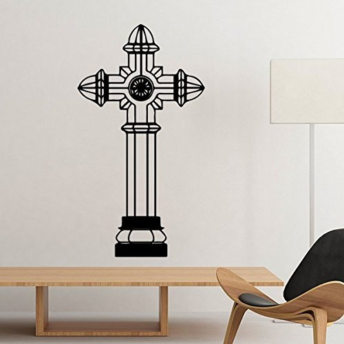Religion Christentum Belief Kirche schwarz Heiligen Kreuz Säule Kultur, Design Art Illustration Muster Silhouette abnehmbarer Wandtattoo Kunst Aufkleber Wandbild DIY Tapete für Raum Aufkleber 50cm rot