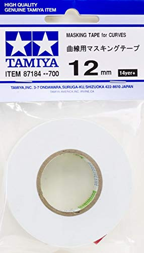 TAMIYA 87184 Abdecken 12mm/20m für Kurven, Modellbauzubehör, Bastelwerkzeuge, Klebeband, Abdeckband, Modellbauzubehör, 300087184