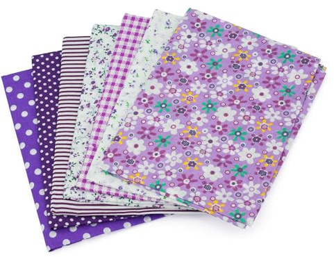 Faden & Nadel Stoffset: 7 Patchwork Stoffe, 100% Baumwolle, 50 x 50 cm, Farbe: lila