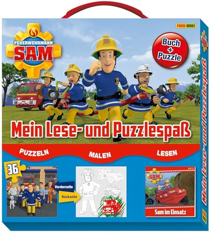 Feuerwehrmann Sam: Mein Lese- und Puzzlespaß: Buch + Puzzle im Koffer