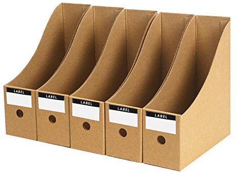 IBLUELOVER Porte-revues en Kraft Papier Range-revues DIY Boîte de Rangement Organisateur Fichier Document Etagère de Stockage Bureau Pour A4 Dossier Magazine Livre Corbeille à Courrier 3/5 Pcs