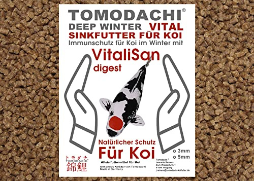 Winterfutter für Koi Tosai Koifutter antibakteriell Monoglyceride Sinkfutter Koi Gesundheitsfutter für den Winter Energiefutter Junge Koi arktische Rohstoffe 3mm 1kg