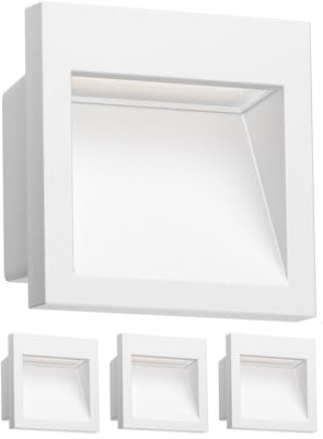 ledscom.de 4x LED Wandeinbauleuchte NOLA, Downlight für außen, IP54 matt, 90 x 90mm, warmweiß