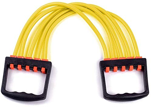 Brust Expander Fitness, NALCY Verstellbarer Chest Expander, Abnehmbar Latex Widerstandsbänder, Muscle Pull Exerciser, für Schulter und auch Deine Armmuskulatur Training (5 x 15lbs)