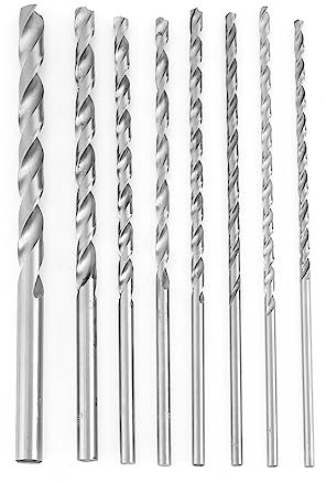 Aramox Broca Helicoidal para Madera, 8 Piezas Extra Larga de Acero de Alta Velocidad Vástago Recto Herramienta de Broca Helicoidal 4-10 Mm