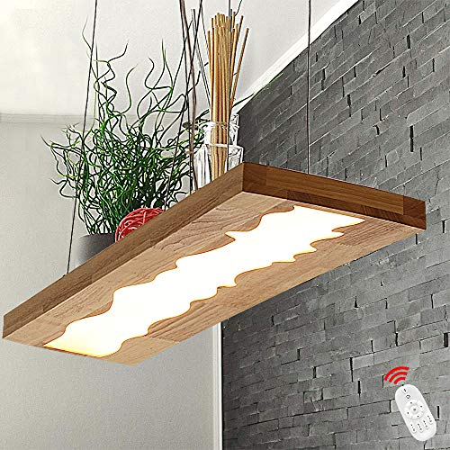 Lampada A Sospensione LED Tavolo Da Pranzo Lampadario legno e resina Paralume 36W illuminazione Con Telecomando Altezza Regolabile Lampada A Soffitto Sala Da Pranzo Luci Pendenti Soggiorno Sala Studio