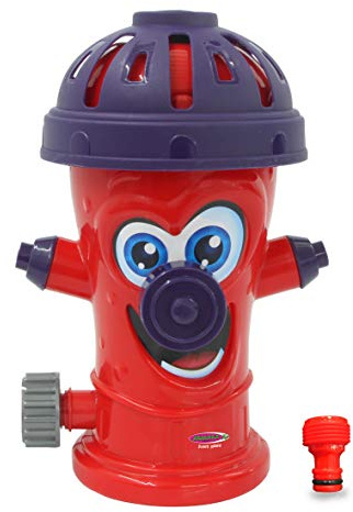 Jamara 460622 Mc Fizz vattensprinkler hydrant happy, hydrant spridning roterar och sprutar vatten, snabb installation, anslutning till standardslangsystem, ger kul och avkylning, flerfärgad