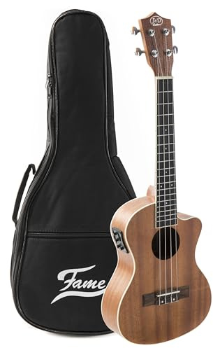J & D Tenor Ukulele Set, Mahagoni Decke und Boden, Palisander Griffbrett, Tonabnehmer, Stimmgerät, Inklusive Gigbag, Naturfarben, Ideal für Anfänger und Fortgeschrittene