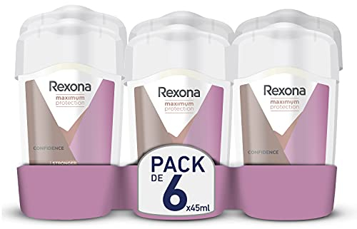 Rexona Maximum Protection Deodorante in Crema Antitraspirante Donna Soft Solid Confidence 45ml - Confezione da 6